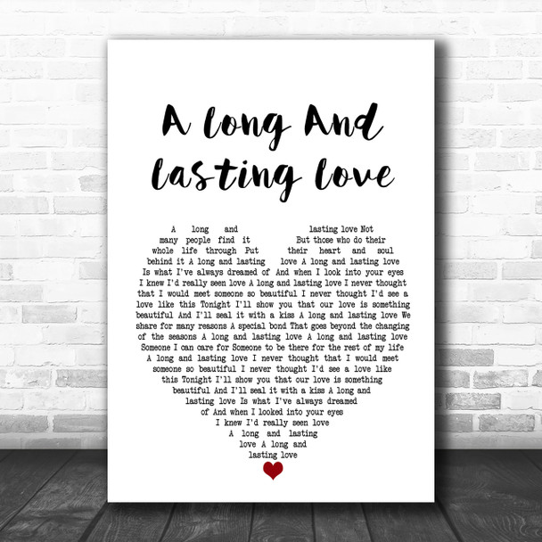 Crystal Gayle A Long And Lasting Love Heart Song Lyric Music Wall Art Print