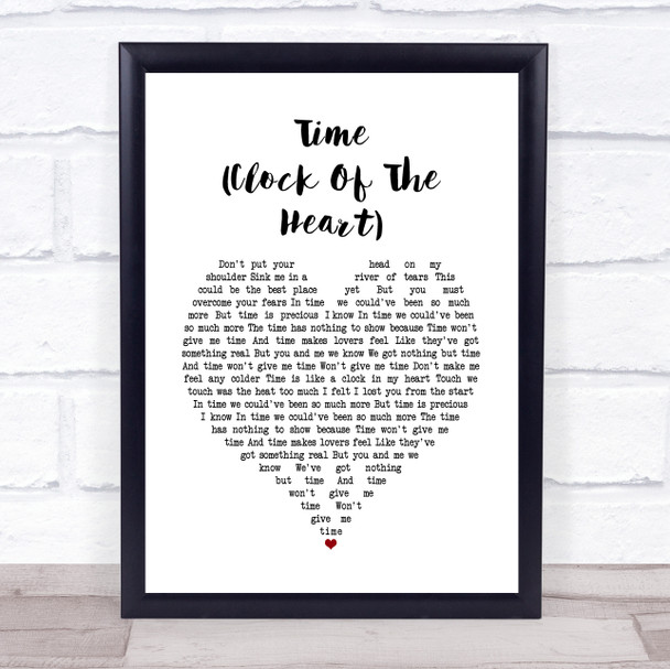 Culture Club Time (Clock Of The Heart) White Heart Song Lyric Music Wall Art Print
