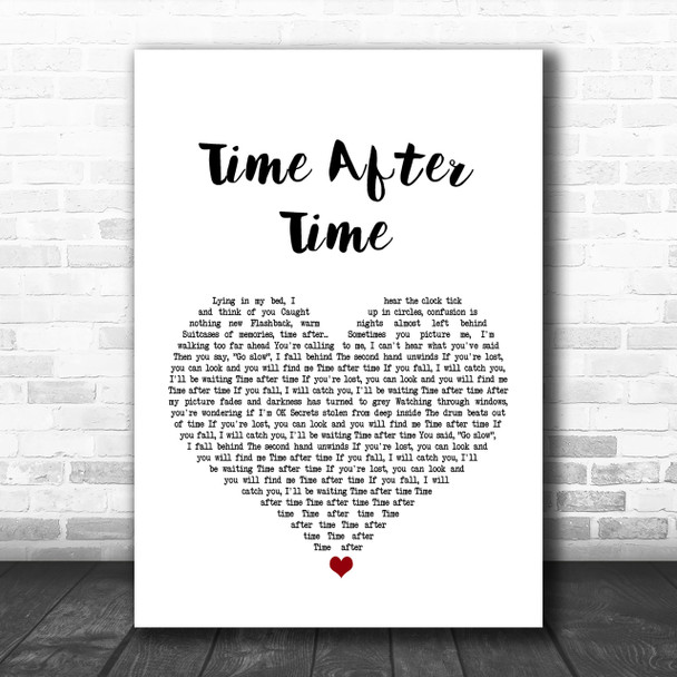 Cyndi Lauper Time After Time White Heart Song Lyric Music Wall Art Print