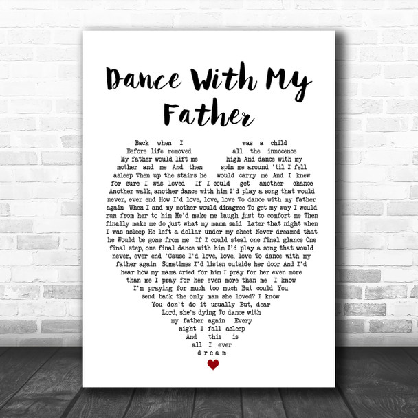 Dance With My Father Luther Vandross Heart Song Lyric Music Wall Art Print