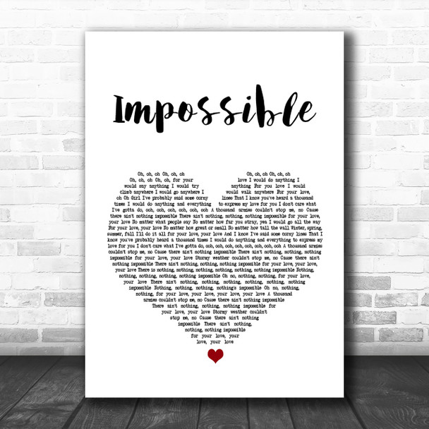 Daniel Merriweather Impossible White Heart Song Lyric Music Wall Art Print