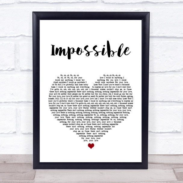 Daniel Merriweather Impossible White Heart Song Lyric Music Wall Art Print