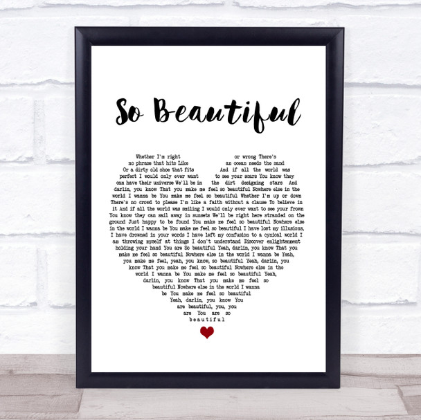 Darren Hayes So Beautiful White Heart Song Lyric Music Wall Art Print