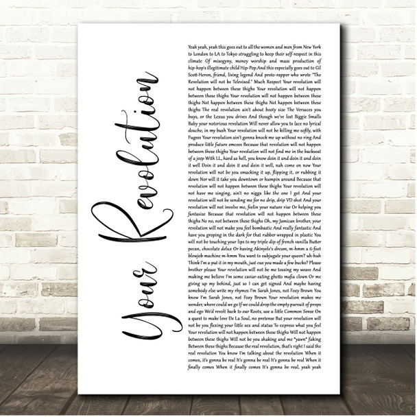 DJ Vadim Your Revolution White Script Song Lyric Print