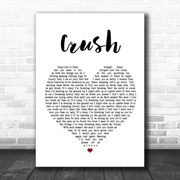 Dave Matthews Band Crush Heart Song Lyric Music Wall Art Print Dave Matthews Band Crush Heart Song Lyric Music Wall Art Print