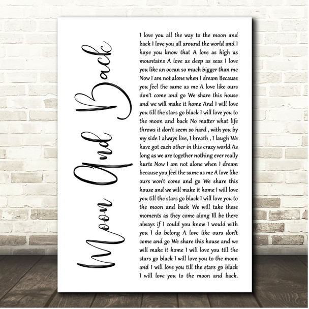 Amy Wadge Moon And Back White Script Song Lyric Print