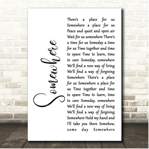 Il Divo Somewhere White Script Song Lyric Print