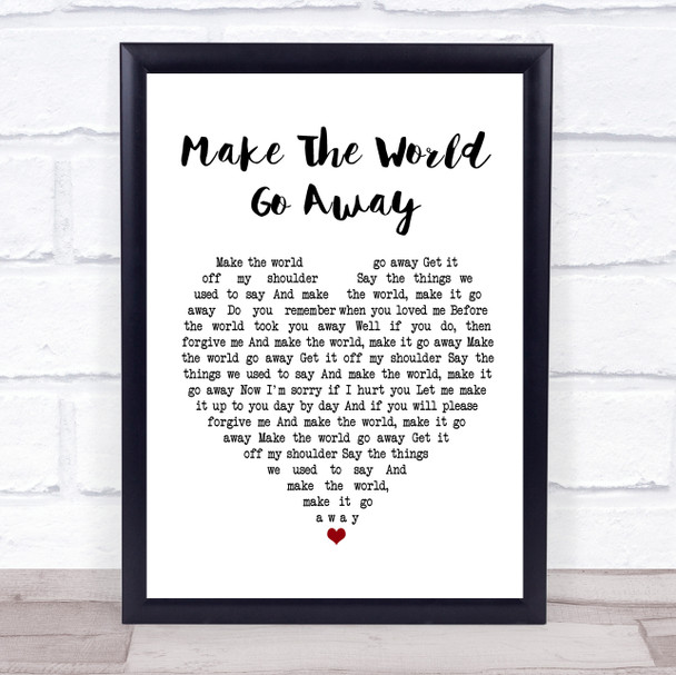 Duffy Make The World Go Away White Heart Song Lyric Music Wall Art Print