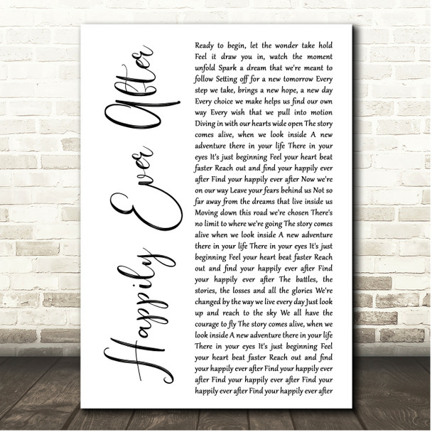 Jordan Fisher Happily Ever After White Script Song Lyric Print