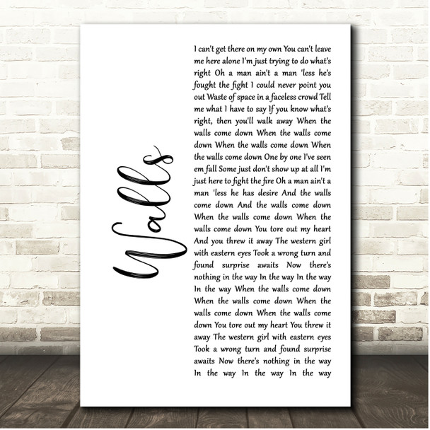 Kings Of Leon Walls White Script Song Lyric Print