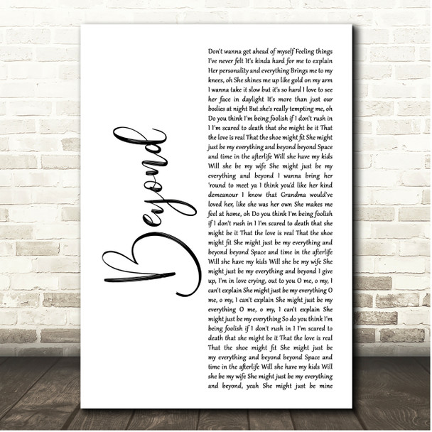 Leon Bridges Beyond White Script Song Lyric Print