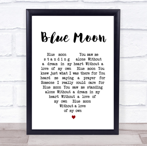 Elvis Presley Blue Moon Heart Song Lyric Music Wall Art Print