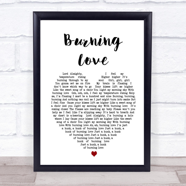 Elvis Presley Burning Love Heart Song Lyric Music Wall Art Print