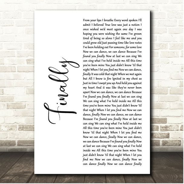 Niykee Heaton Finally White Script Song Lyric Print