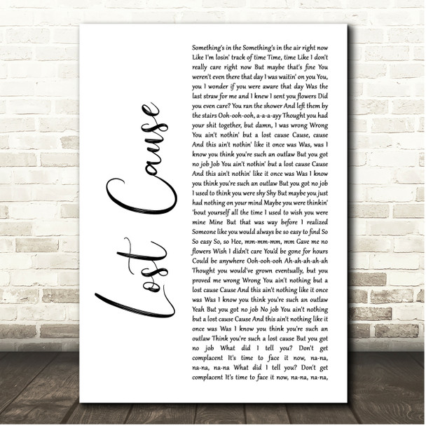 Billie Eilish Lost Cause White Script Song Lyric Print