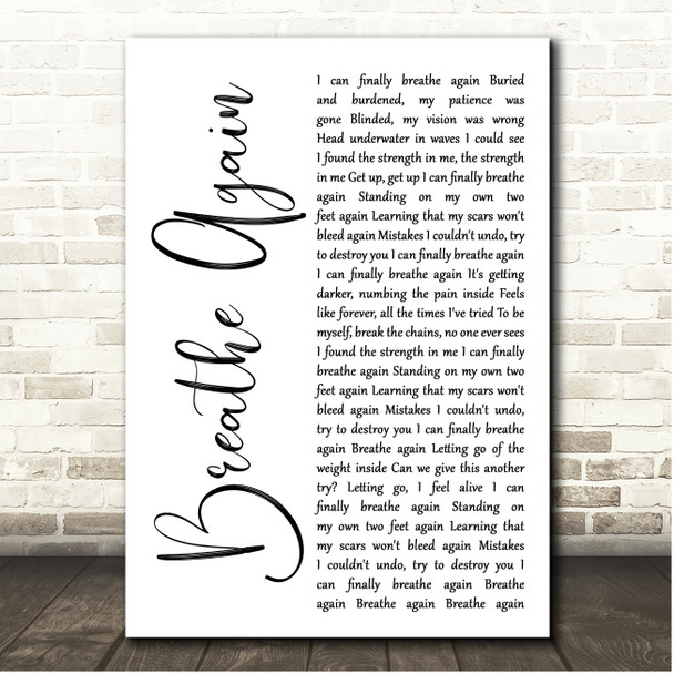 Pop Evil Breathe Again White Script Song Lyric Print