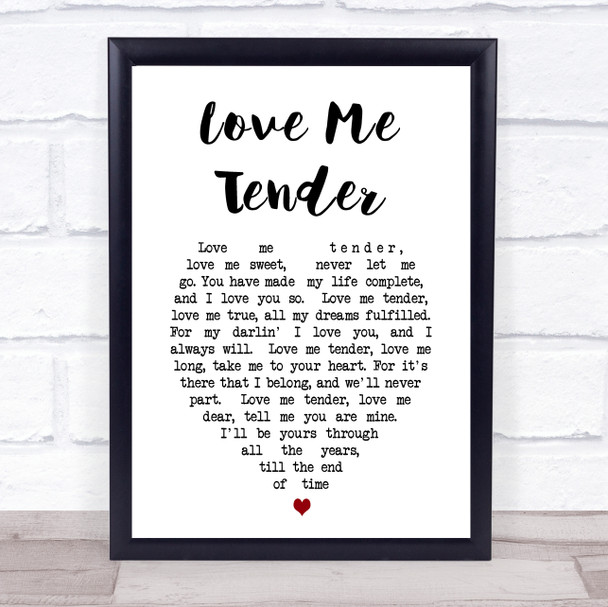 Elvis Presley Love Me Tender Heart Song Lyric Music Wall Art Print