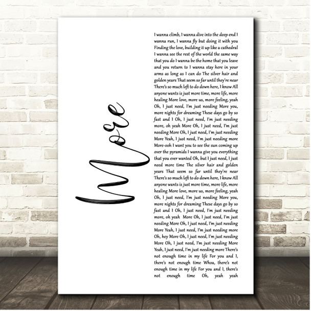 Sam Ryder More White Script Song Lyric Print