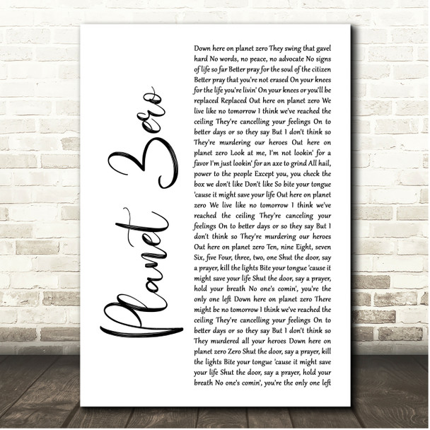 Shinedown Planet Zero White Script Song Lyric Print