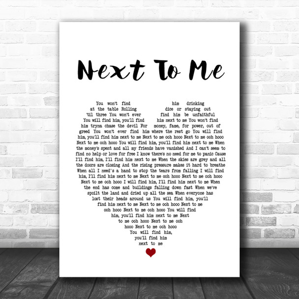 Emeli Sandé Next To Me White Heart Song Lyric Music Wall Art Print