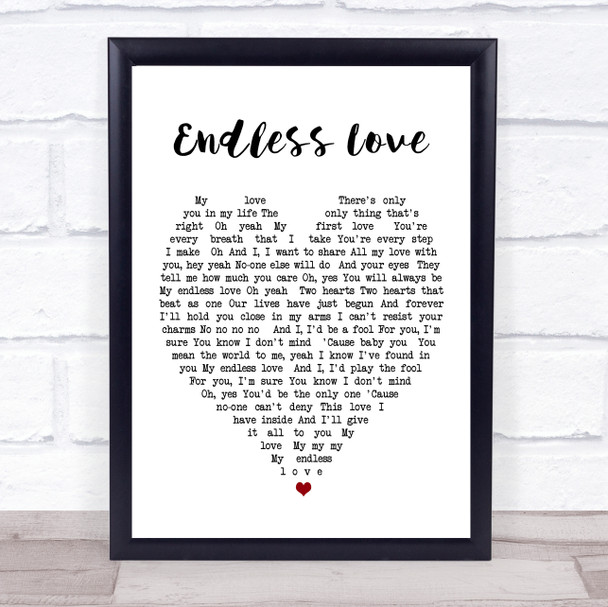 Endless Love Luther Vandross Heart Song Lyric Music Wall Art Print