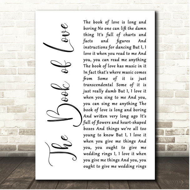 The Magnetic Fields The Book of Love White Script Song Lyric Print