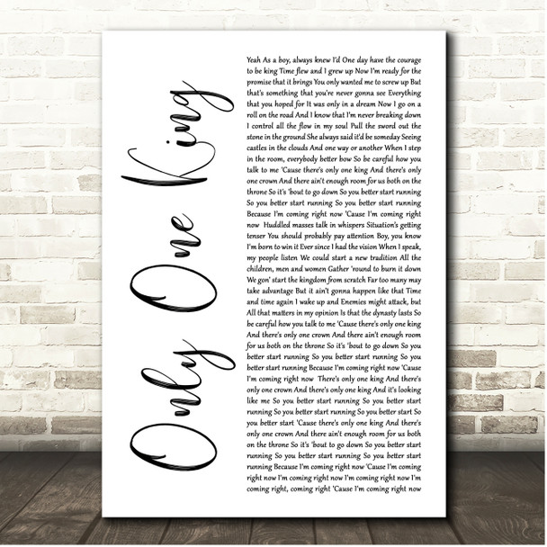 Tommee Profitt Only One King White Script Song Lyric Print