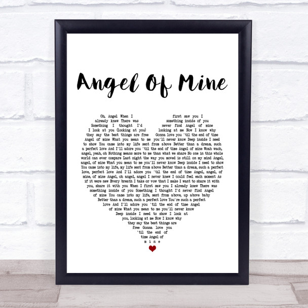 Eternal Angel Of Mine White Heart Song Lyric Music Wall Art Print