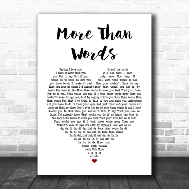 Extreme More Than Words White Heart Song Lyric Music Wall Art Print