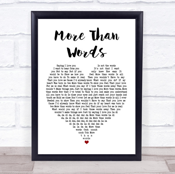 Extreme More Than Words White Heart Song Lyric Music Wall Art Print