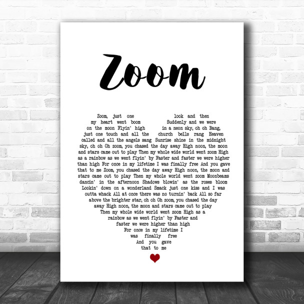 Fat Larry's Band Zoom White Heart Song Lyric Music Wall Art Print