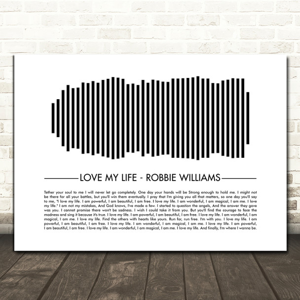 Robbie Williams Love My Life Sound Wave Minimal Song Lyric Print