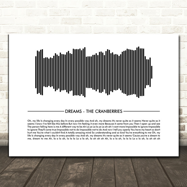 The Cranberries Dreams Sound Wave Minimal Song Lyric Print