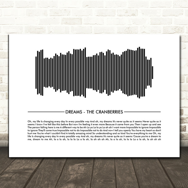 The Cranberries Dreams Sound Wave Minimal Song Lyric Print