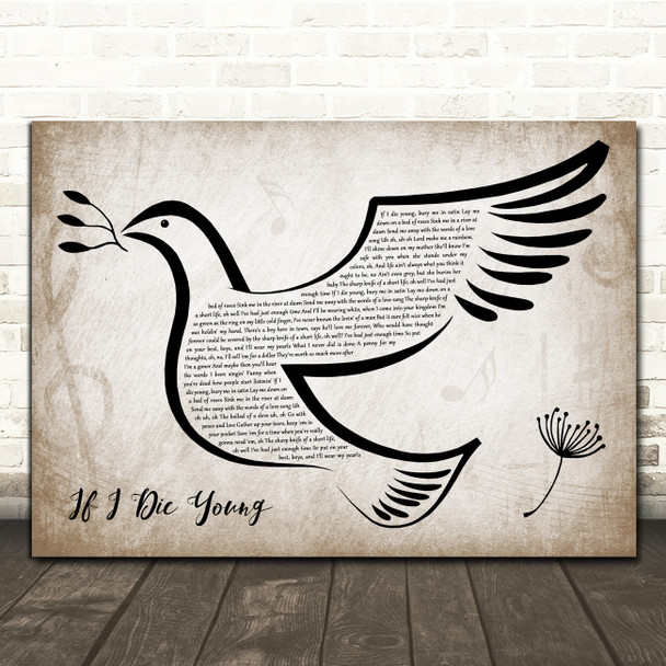 The Band Perry If I Die Young Vintage Dove Bird Song Lyric Print