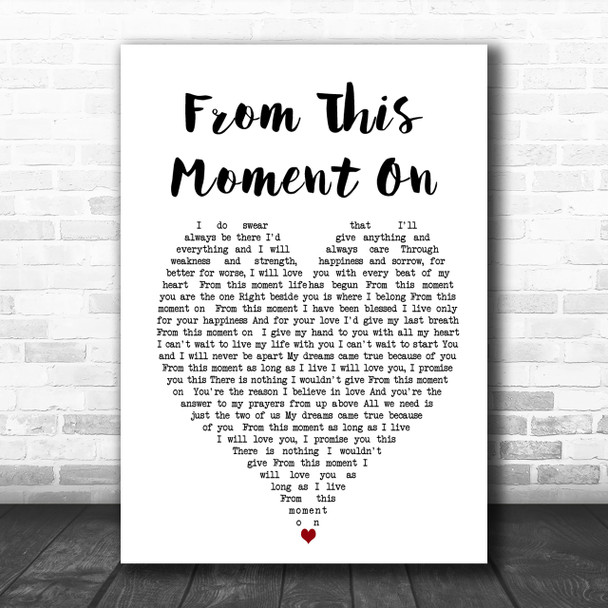 From This Moment On Shania Twain Heart Song Lyric Music Wall Art Print