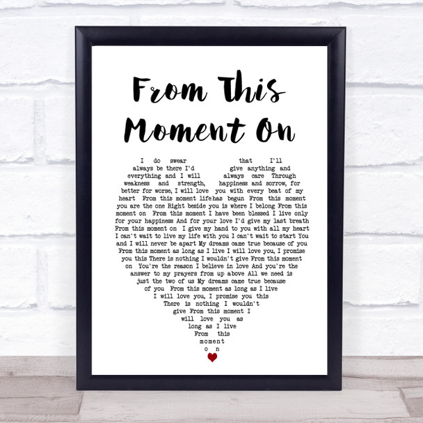 From This Moment On Shania Twain Heart Song Lyric Music Wall Art Print