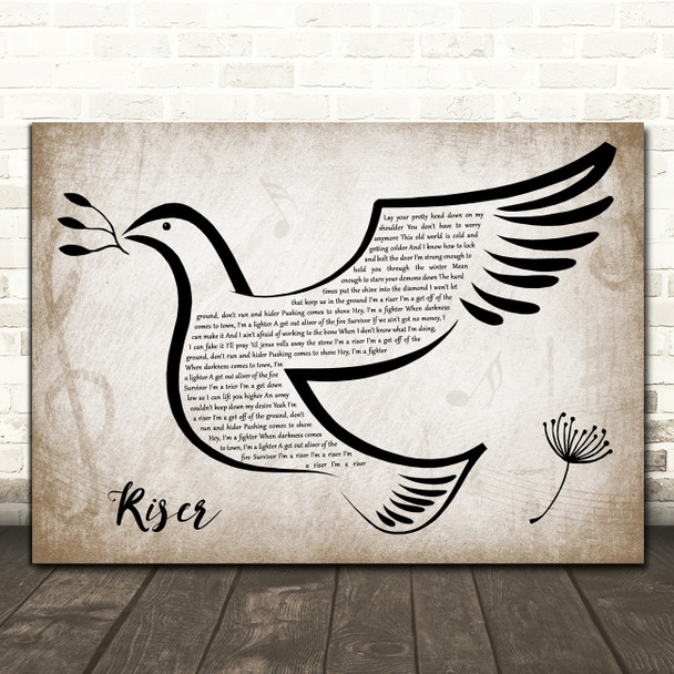 Dierks Bentley Riser Vintage Dove Bird Song Lyric Print