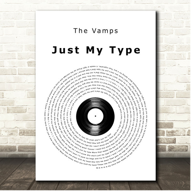 The Vamps Just My Type Vinyl Record Song Lyric Print