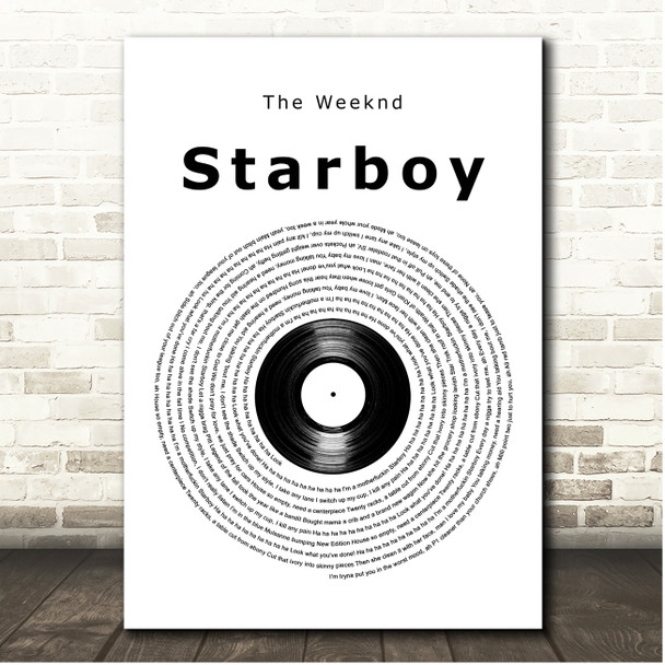 The Weeknd Starboy Vinyl Record Song Lyric Print