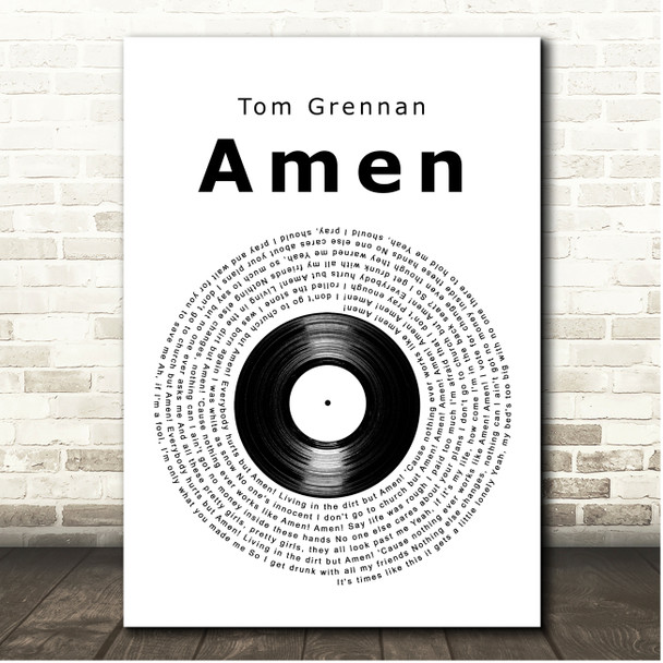 Tom Grennan Amen Vinyl Record Song Lyric Print