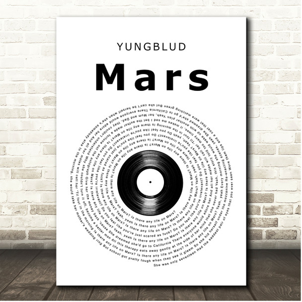YUNGBLUD Mars Vinyl Record Song Lyric Print