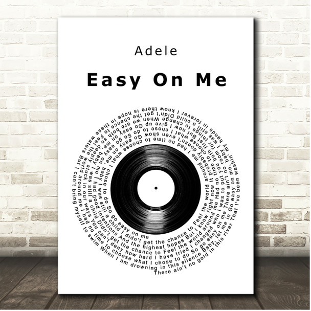 Adele Easy On Me Vinyl Record Song Lyric Print