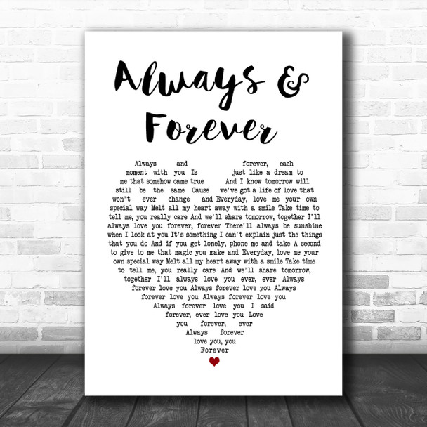 Heatwave Always And Forever White Heart Song Lyric Music Wall Art Print