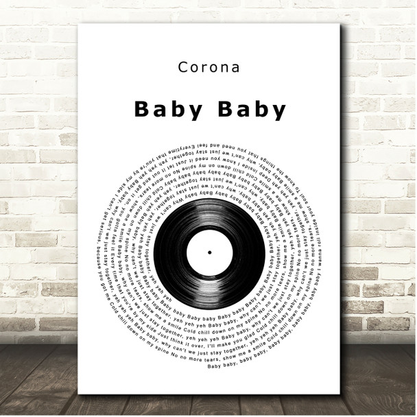 Corona Baby Baby Vinyl Record Song Lyric Print