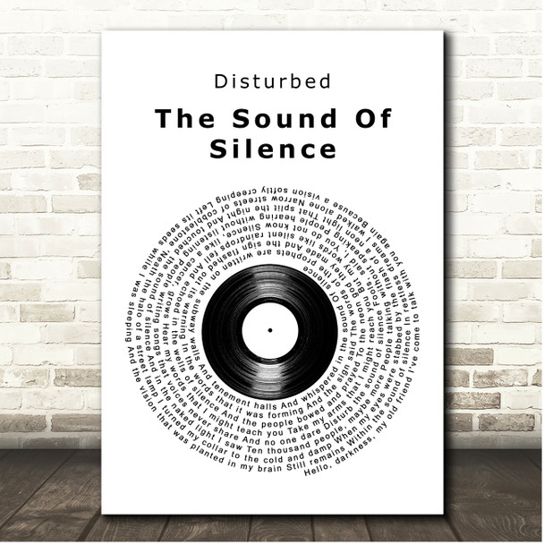 Disturbed The Sound Of Silence Vinyl Record Song Lyric Print