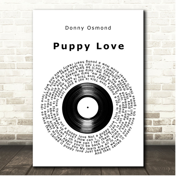 Donny Osmond Puppy Love Vinyl Record Song Lyric Print