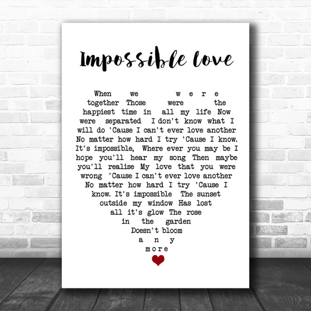 Impossible Love UB40 Song Lyric Heart Music Wall Art Print