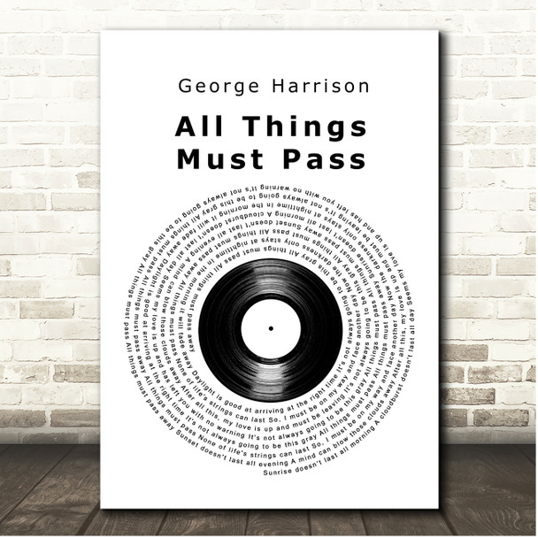 George Harrison All Things Must Pass Vinyl Record Song Lyric Print