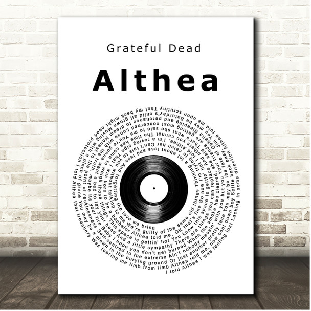 Grateful Dead Althea Vinyl Record Song Lyric Print